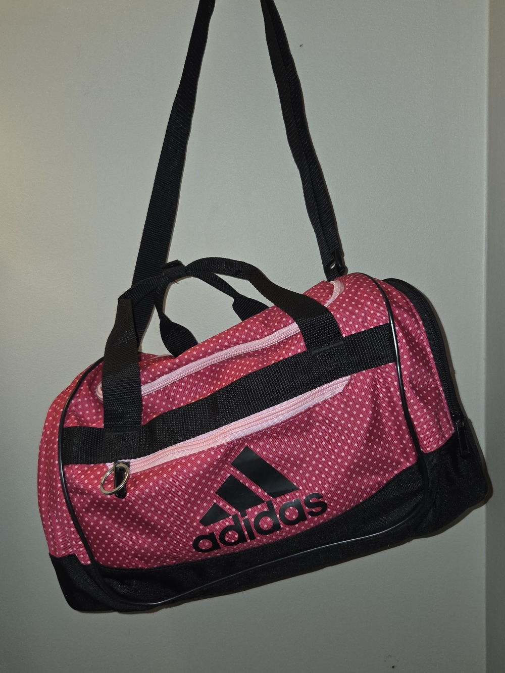 Adidas Pink Polka Dot Small Duffel Bag